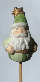 Keramik Nikolaus grün, Augen zu